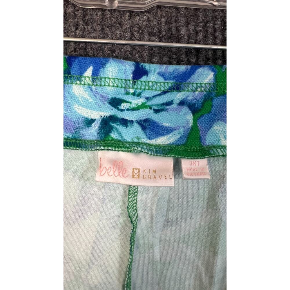 Belle Kim Gravel Capri Pants Womens 3X Tall Green Blue Floral Preppy Pockets - Picture 9 of 12
